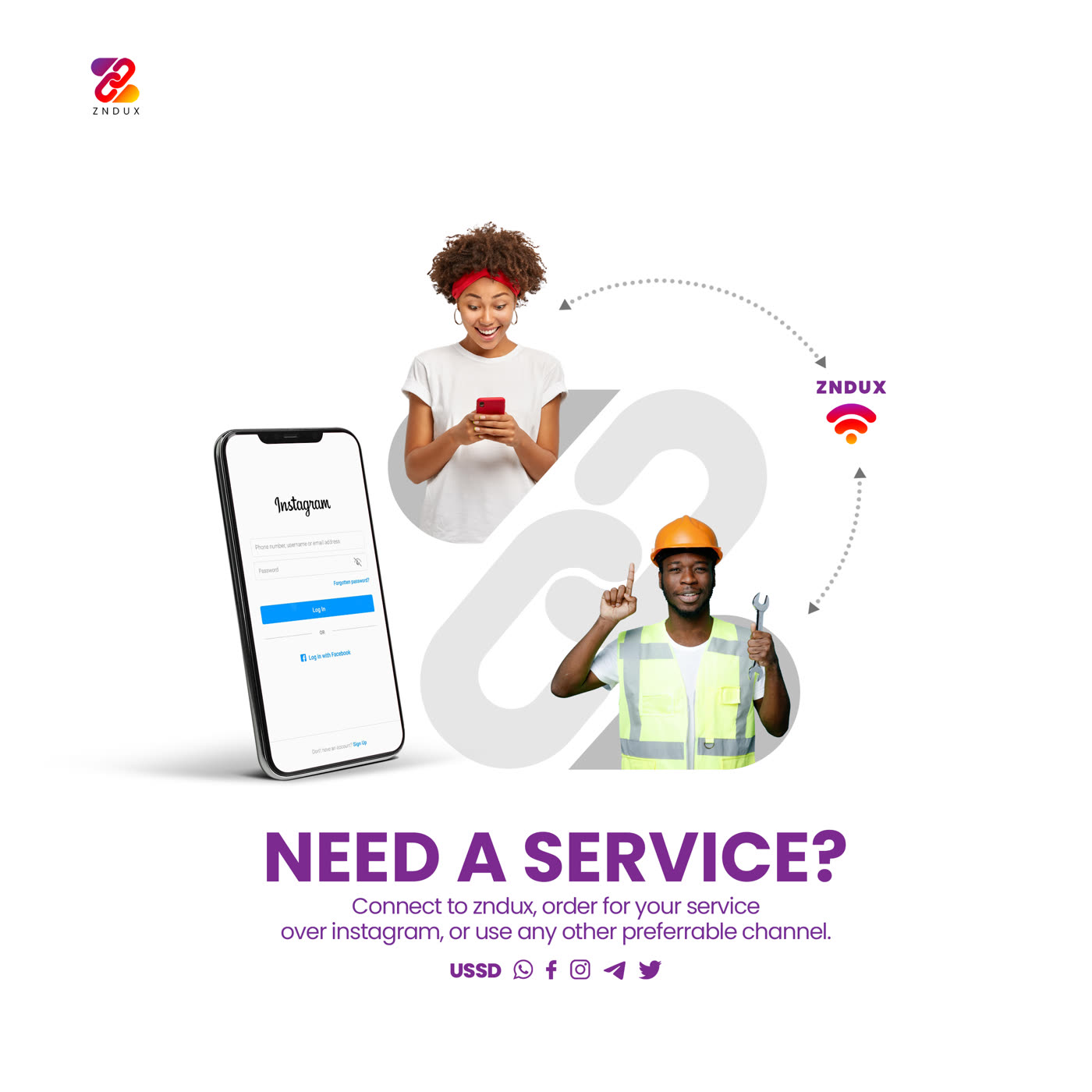 A customer looking for help connected to nearby service providers through Zndux